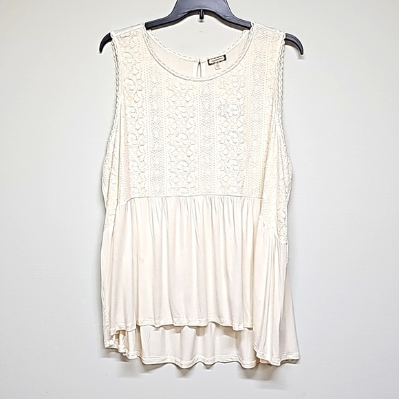 Eyeshadow cream lace empire waist baby doll tank hi low hem size 3X - Picture 1 of 9